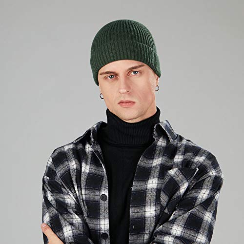 ROYBENS Wool Fisherman Beanies for Men Knit Short Watch Cap Winter Warm Hat - color: 4pcs-black, Yellow, Army Green, Gray