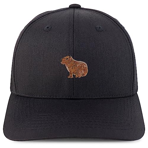 Trendy Apparel Shop Capybara Embroidered Patch Structured 6 Panel Snapback Baseball Cap - color: Black