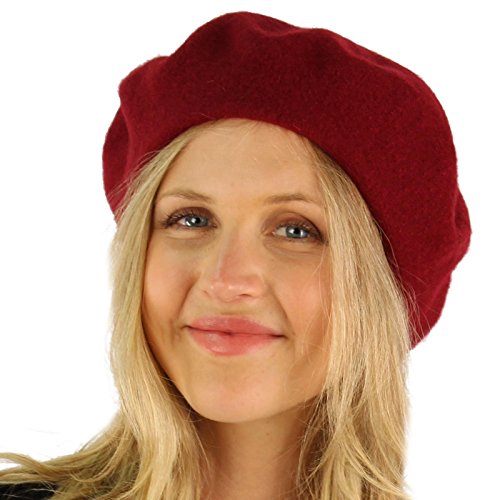 Classic Winter 100% Wool Warm French Art Basque Beret Tam Beanie Hat Cap - color: Wine