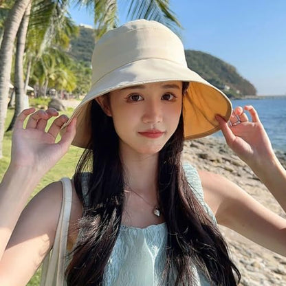 Gogobear Womens Sun Hats Summer UPF 50+ Wide Brim Beach Sun Hat - color: Beige