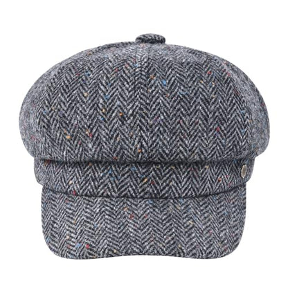 VOBOOM 8 Panel Wool Tweed Newsboy Gatsby Ivy Cap Golf Cabbie Driving Hat - color: Grey