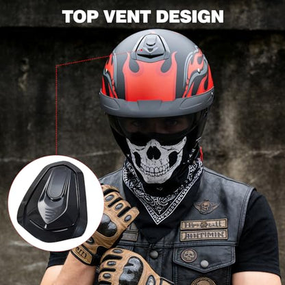 MF08 Half Helmet Sun Visor Retro Open Face Motorcycle Helmets - color: Neon-Fires