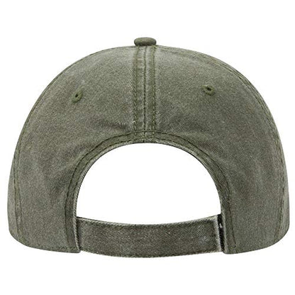 OTTO Garment Washed Pigment Dyed Cotton Twill 6 Panel Low Profile Dad Hat - color: Ol. Green