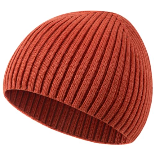 Wool Knit Beanie Hats for Men Women,Cuffless Winter Skull Caps - color: 1-orange