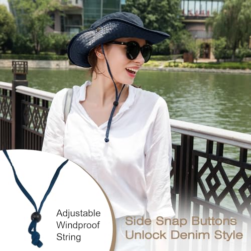 Bucket Hat UV Protection Sun Hat, Boonie Fishing Safari Hats for Outdoors - color: Navy Blue