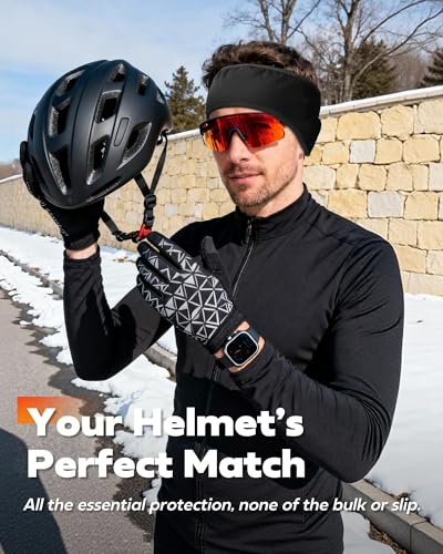 Winter Sport Headband Ear Warmer - Windproof Forehead & Breathable Fleece Headband for Skiing, Running, Cycling - color: Black