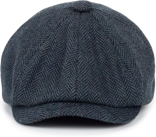 Kid's 20s Winter Newsboy Cap - Knitted Beret Peaked Hat for Boys Girls 4 to 9 Years - color: Navy Blue