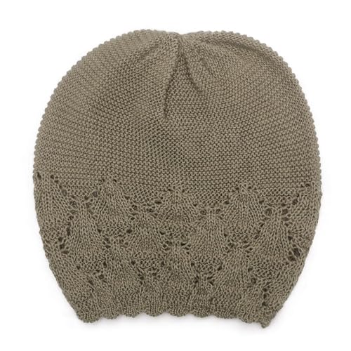 ZLYC Crochet Slouchy Beanie for Women Soft Lightweight Skull Cap - color: Solid Khaki