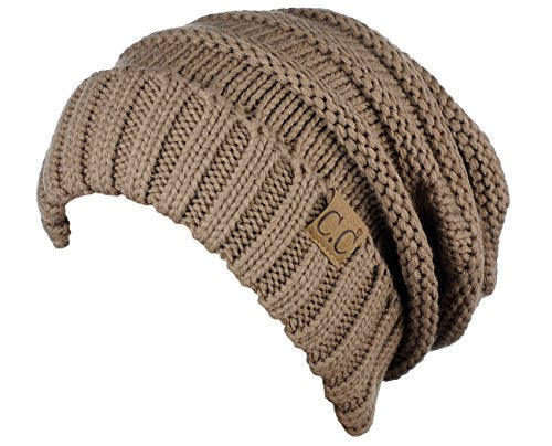 NYFASHION101 Slouch Wrinkled Beanie Cap Slouchy Skull Hat - color: Taupe