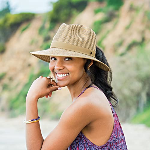Wallaroo Women’s Gabi Ponytail Fedora – UPF 50+ Wide Brim, Packable, Stylish Hat for Tennis, Travel, and Adventure - color: Black, size: Medium