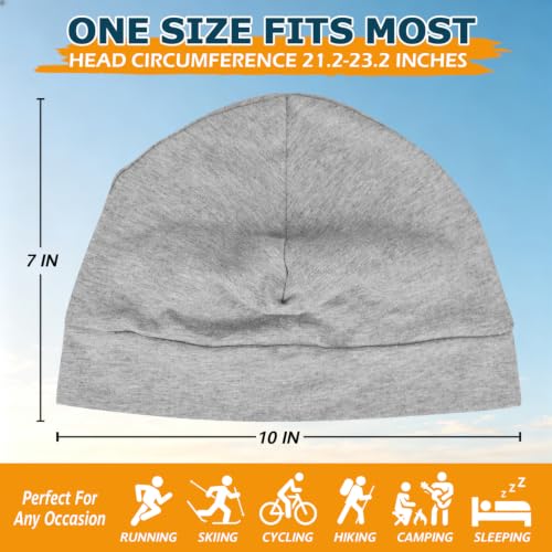 Headshion 100% Cotton Skull Caps Beanie Sleeping Hats for Men Women - color: 4 Black & Grey & Light Grey & Light White