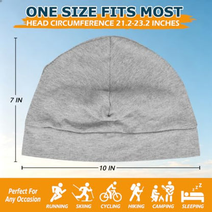 Headshion 100% Cotton Skull Caps Beanie Sleeping Hats for Men Women - color: 4 Black & Grey & Light Grey & Light White