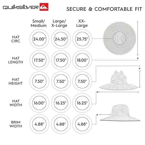 Quiksilver Men's Wide Brim Outdoor Lifeguard Straw Sun Hat - color: Navy, size: Small-Medium