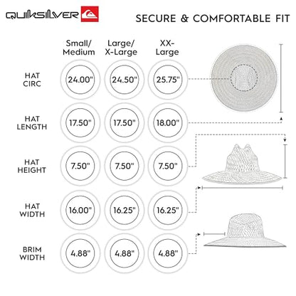 Quiksilver Men's Wide Brim Outdoor Lifeguard Straw Sun Hat - color: Navy, size: Small-Medium