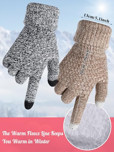 JaGely 8 Pieces Women Winter Hats and Gloves Set Women Warm Touchscreen Knitted Lined Gloves Winter Beanies - color: Mixed Khaki, Mixed Black White