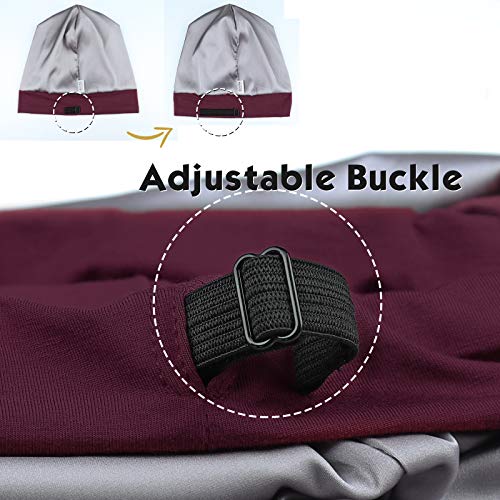FocusCare Satin Lined Sleep Slouchy Cap Curly Girl Slap Headwear Gifts for Frizzy Hair Women - color: Dark Burgundy
