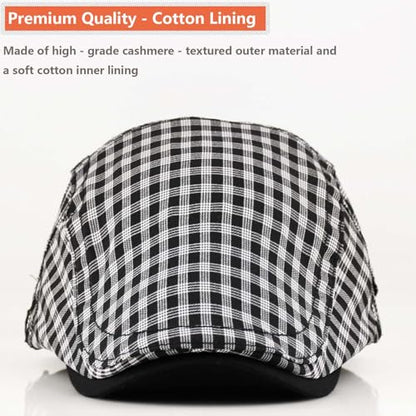 Women's Berets: Black Houndstooth Red Beret Hats for Women Fall Winter Fashion Outfit - color: Advance-plaid-black