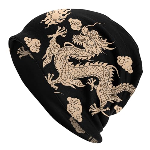Beanie Hat for Men Women Slouchy Beanie Skull Sleep Cap Soft Lightweight Chemo Hat Stretch Cancer Headwear - color: Dragon