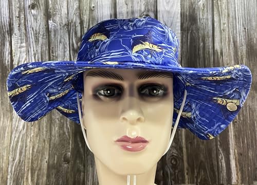 Funny Sun Hat for Men Women Wide Brim Bucket Hat Hiking Boonie Hat Summer Beach Fishing Caps - color: Marlin Fish