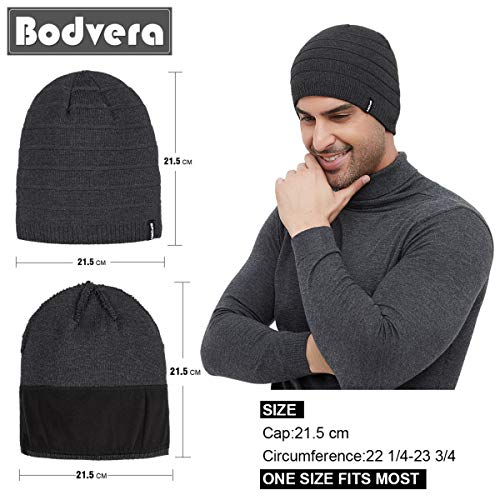 Mens Winter Beanie Hat Warm Knit Cuffed Plain Toboggan Ski Skull Cap (3 Patterns) - color: C2-carbonarius