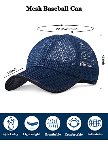 4Pcs Mesh Hats for Men, Breathable Summer Mesh Baseball Caps Quick Dry - color: Black, Navy, Dark Gray and Light Gray