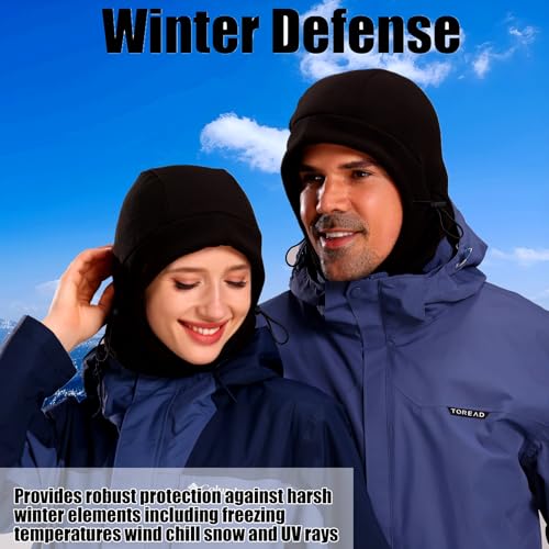 Fleece Balaclava Ski Mask for Men Women Winter Face Mask Full Face Cover Cold Weather Gear Skiing Snowboarding Neck Gaiter - color: Black Ski Mask