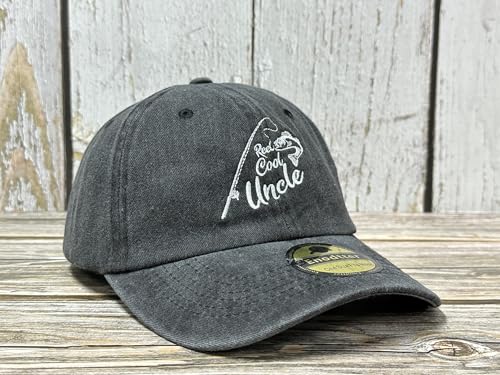 Embroidered Baseball Caps for Men and Women - color: Reel Cool Uncle (Washed Black)