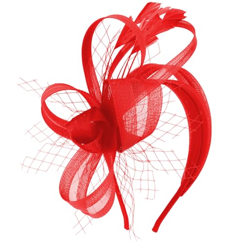 Fascinators Hats for Women, Fascinator Headband Tea Party Hat - color: Red
