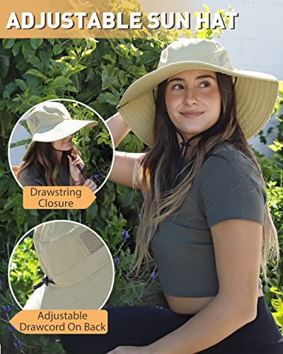 Men Safari Sun Hat Wide Brim Boonie Fishing Cap with Adjustable Drawstring - color: Olive