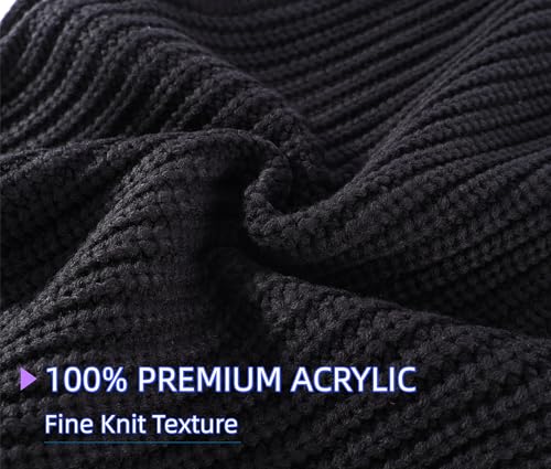 Connectyle Knit Hooded Scarf Hat Pullover Balaclava Beanie Skull Cap with Drawstring Neck Gaiter Hood Winter Hats for Women - color: Black