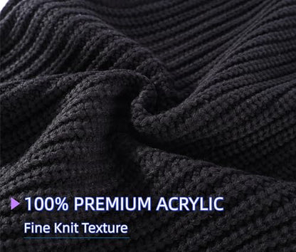 Connectyle Knit Hooded Scarf Hat Pullover Balaclava Beanie Skull Cap with Drawstring Neck Gaiter Hood Winter Hats for Women - color: Black