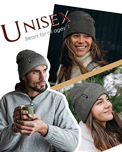 FURTALK Beanie Hat for Men Women Winter Hats for Women Men Soft Warm Unisex Cuffed Beanie Knitted Skull Cap - color: Ac-dark Mixed Black