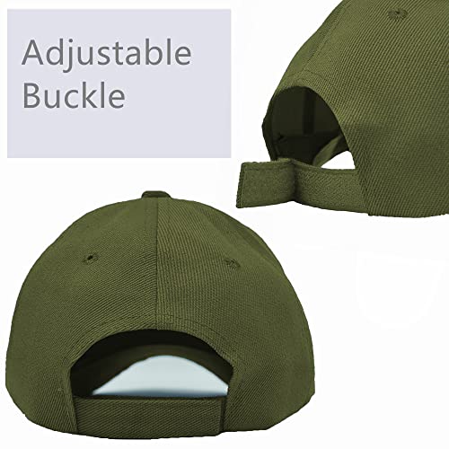 Glory Max Plain Baseball Cap Hook & Loop Strap Adjustable Solid Blank Curved Visor Hat - color: Olive