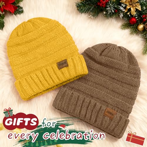 ZOORON Womens Winter Hat Slouchy Beanies for Women Cable Knit Beanie Hats - color: 1pack- Khaki