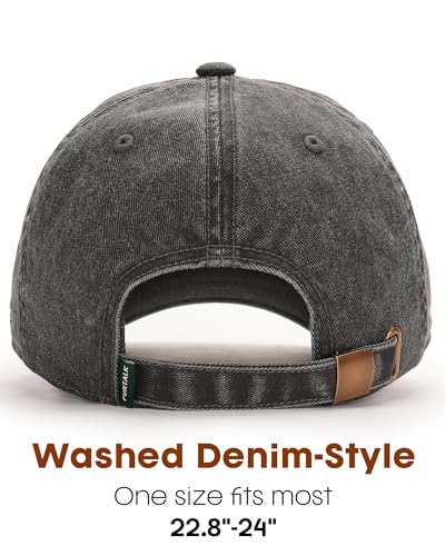 FURTALK Mountain Embroidery Baseball Cap Washed Denim-Style Dad Hat Distressed Unisex Golf Hat - color: Black