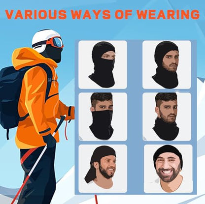 Winter Balaclava Ski Mask for Men Women Thermal Face Mask Breathable Face Cover for Cold Weather Motorcycle Snowboard - color: Black+black(with Breath Hole)