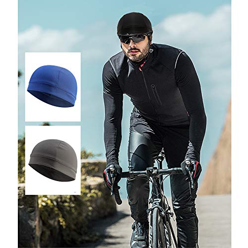 3 Pack Cooling Skull Cap Helmet Liner Sweat Wicking Breathable Hat for Men - color: Black,royal Blue,grey