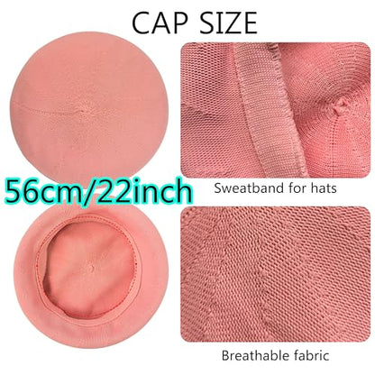 Summer French Beret Breathable Thin Beret Hat Solid Color Beanie for Women Lady - color: Pink