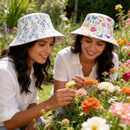 Bucket Hat Funny Duck Fisherman Hat Travel Beach Sun Hat Outdoor Cap for Men Women Adults - color: Double-sided Floral