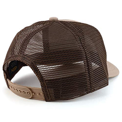Trendy Apparel Shop Thinking Cap Washed Two Tone Trucker Baseball Cap - color: Khaki Brown