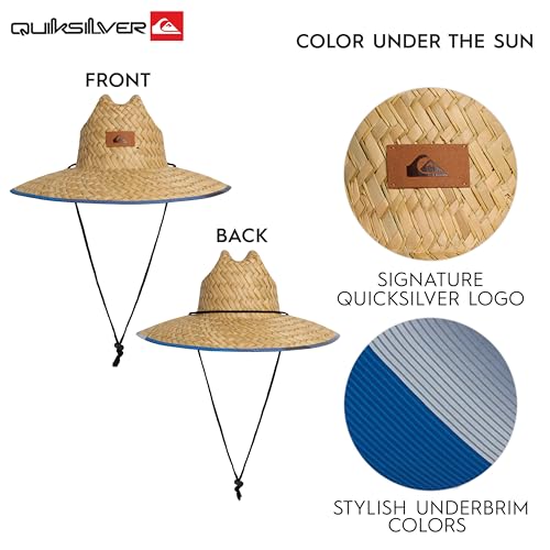 Quiksilver Men's Wide Brim Outdoor Lifeguard Straw Sun Hat - color: Monaco Blue, size: Small-Medium