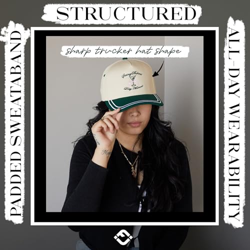 Funky Junque Women's 2 Tone Trucker Hats - color: String Bikinis Dirty Martinis - Kelly Green/Beige