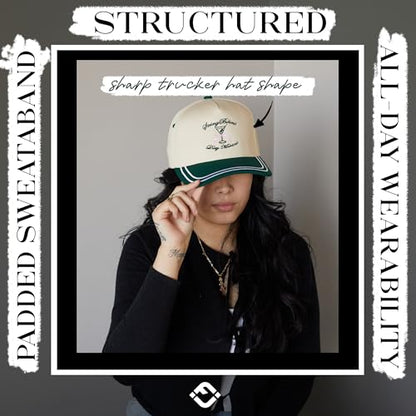 Funky Junque Women's 2 Tone Trucker Hats - color: String Bikinis Dirty Martinis - Kelly Green/Beige