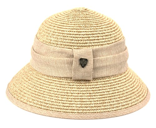 Women's Gatsby Linen Cloche Hat with Lace Band and Flower - color: Cl2797toast