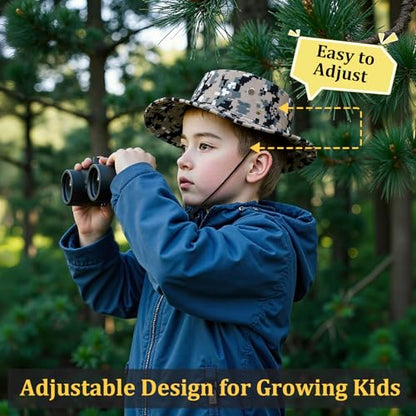 Kids Sun Hats for Boys Girls Bucket Hat UPF 50+ UV Protection Safari Hat Lightweight & Breathable Boonie Hat - color: 1 Pack-gray Digital