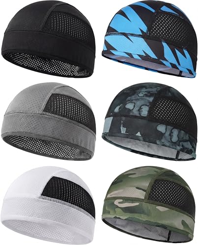 6pcs Cool Skull Cap for Men Breathable Mesh Helmet Liner - color: Mixed Colors