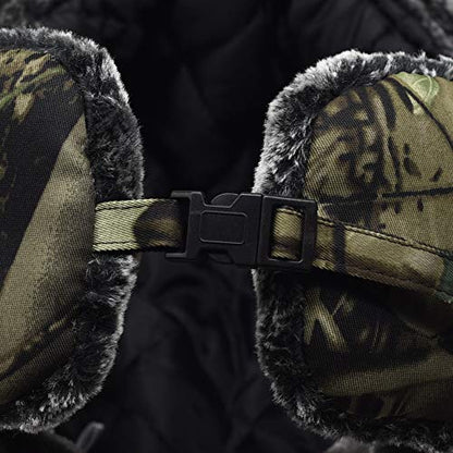 Camouflage Winter Bomber Trapper Hats Ushanka -Men Women Russian Trooper Ear Flaps Ski Snow Cold Weather Fur Mens Caps - color: Green