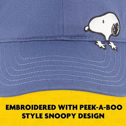 Concept One Unisex Adult Peanuts Snoopy Dad Hat, Adult Cotton Adjustable Baseball Cap with Curved Brim - color: Blue