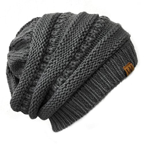 allydrew Winter Thick Knit Beanie Slouchy Beanie for Men & Women - color: Grey