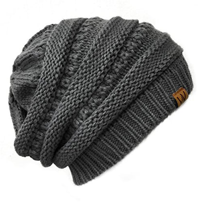 allydrew Winter Thick Knit Beanie Slouchy Beanie for Men & Women - color: Grey